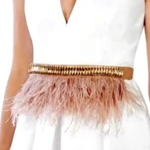 Rhinestone and feather belt